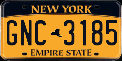 NY license plate GNC3185