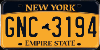 NY license plate GNC3194