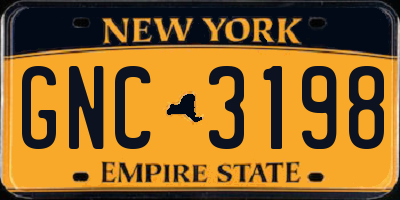 NY license plate GNC3198