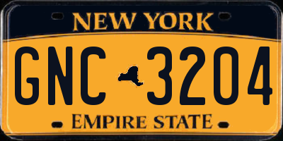 NY license plate GNC3204