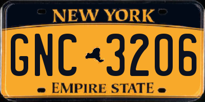 NY license plate GNC3206