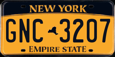 NY license plate GNC3207