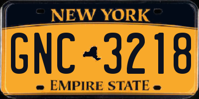 NY license plate GNC3218