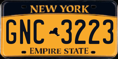 NY license plate GNC3223