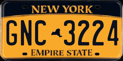 NY license plate GNC3224
