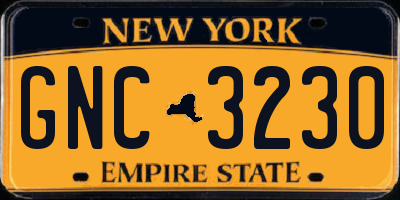 NY license plate GNC3230