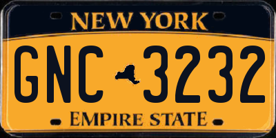 NY license plate GNC3232