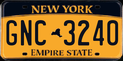 NY license plate GNC3240