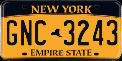 NY license plate GNC3243