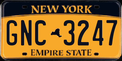 NY license plate GNC3247