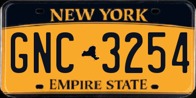 NY license plate GNC3254