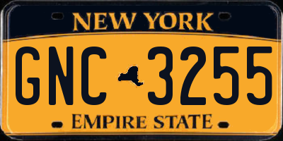 NY license plate GNC3255