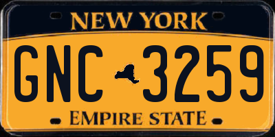 NY license plate GNC3259