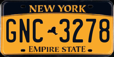 NY license plate GNC3278