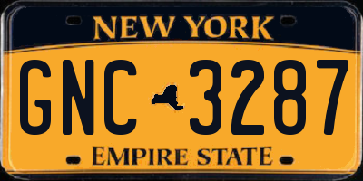 NY license plate GNC3287