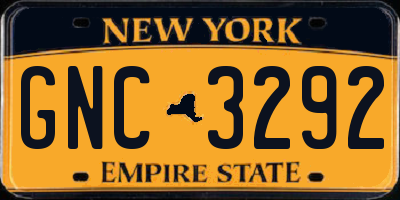NY license plate GNC3292