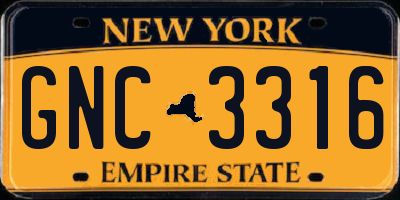NY license plate GNC3316