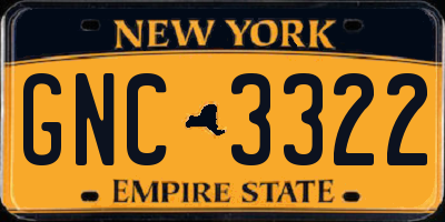 NY license plate GNC3322