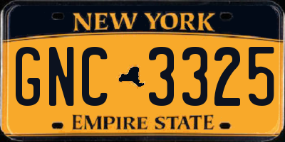 NY license plate GNC3325