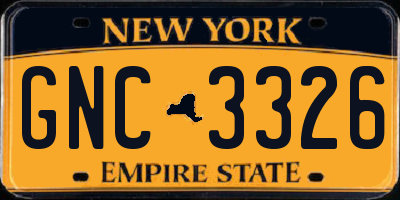 NY license plate GNC3326