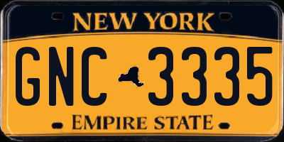 NY license plate GNC3335