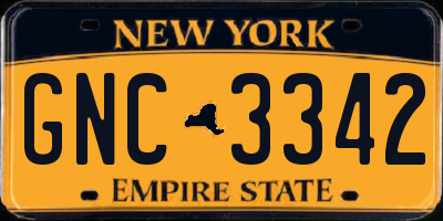 NY license plate GNC3342