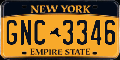 NY license plate GNC3346