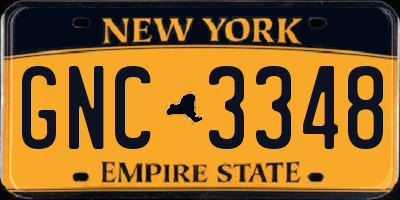NY license plate GNC3348