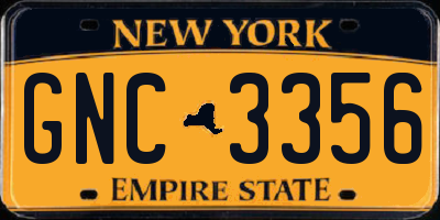 NY license plate GNC3356