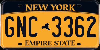 NY license plate GNC3362