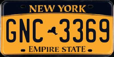 NY license plate GNC3369