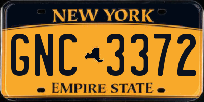 NY license plate GNC3372