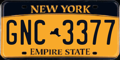 NY license plate GNC3377