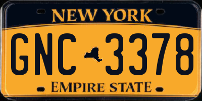 NY license plate GNC3378
