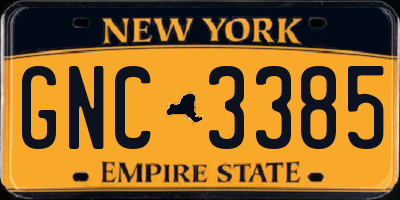 NY license plate GNC3385