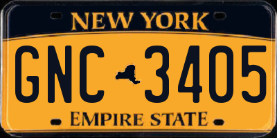 NY license plate GNC3405