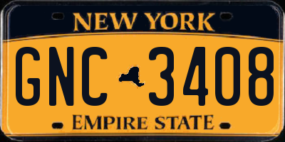 NY license plate GNC3408
