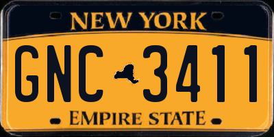 NY license plate GNC3411