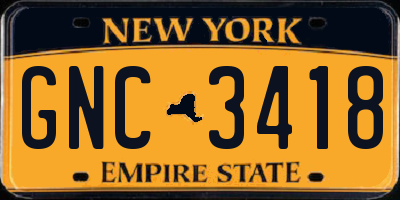 NY license plate GNC3418