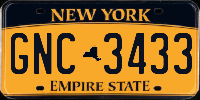 NY license plate GNC3433