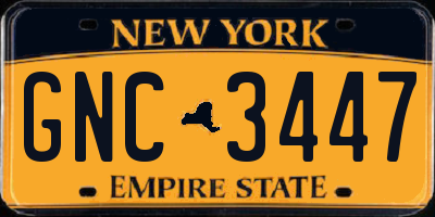 NY license plate GNC3447