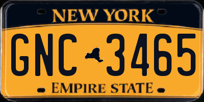 NY license plate GNC3465