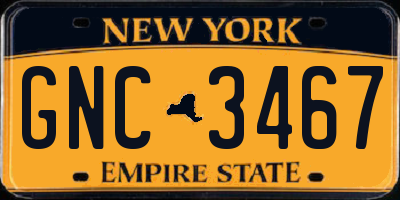 NY license plate GNC3467