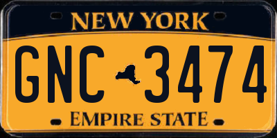 NY license plate GNC3474