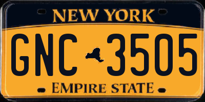 NY license plate GNC3505