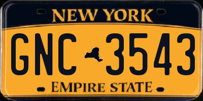 NY license plate GNC3543