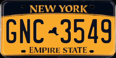 NY license plate GNC3549