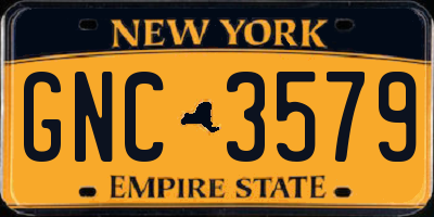 NY license plate GNC3579