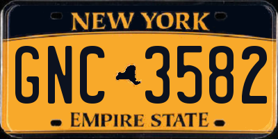 NY license plate GNC3582