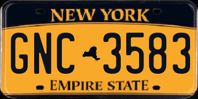 NY license plate GNC3583